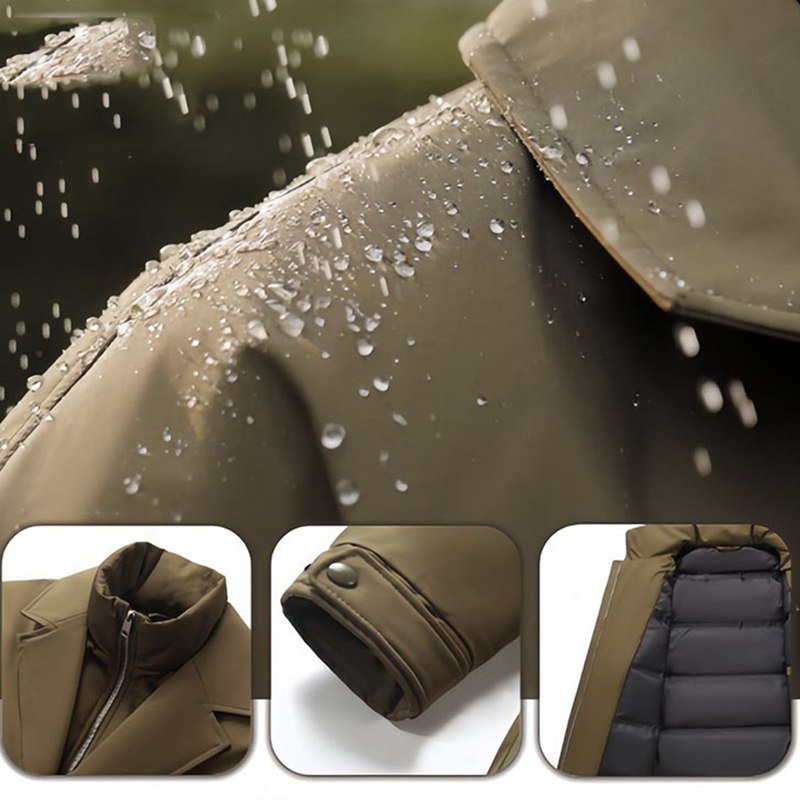 ダウンコート トレンチ風 ロング丈 トレンチコート メンズ 男女兼用 アウトドア ステンカラー 撥水 ダウン ロングコート ダウンジャケット 発熱 保温 防寒対策 ウォーム ゆったり 無地 お洒落