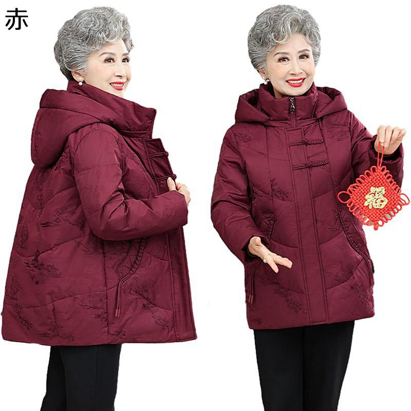 コットンジャケット レディース プリント 花 花柄 中綿ジャケット 上着 ダウンコットンジャケット 長袖 厚い 保温 綿服 やわらか 秋冬 耐久 婦人服 シニアアウター お年寄り 中高年 50-70代