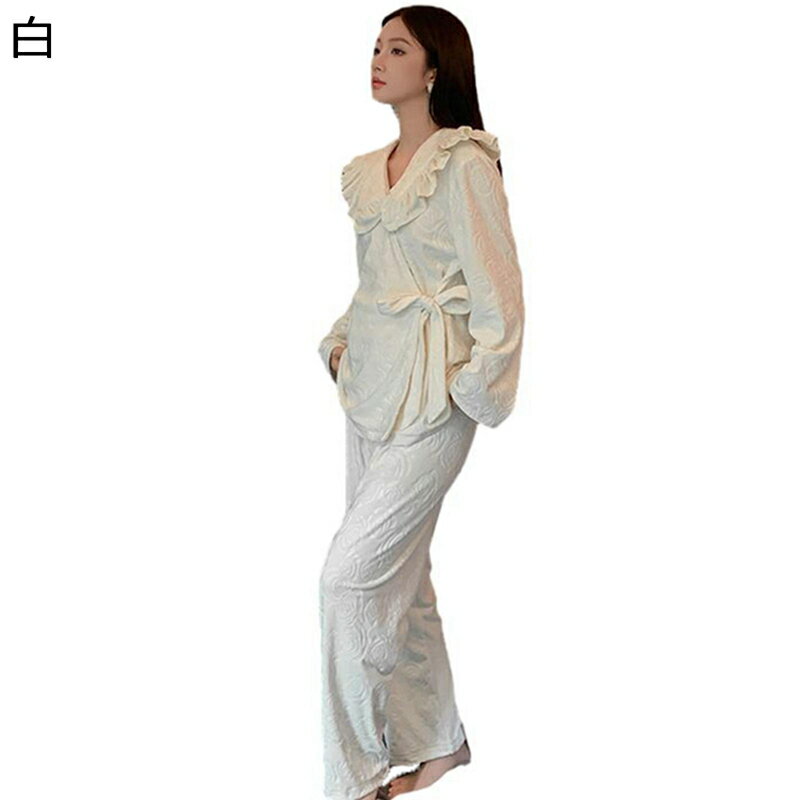 フランネルパジャマ レディース 上下set 花柄 ジャカード ルームウェア 暖かい 寝巻き シンプル 厚い ふわもこ ソフト ゆったり 秋冬着 ぱじゃま フェミニン ナイトウェア 便利服 おしゃれ