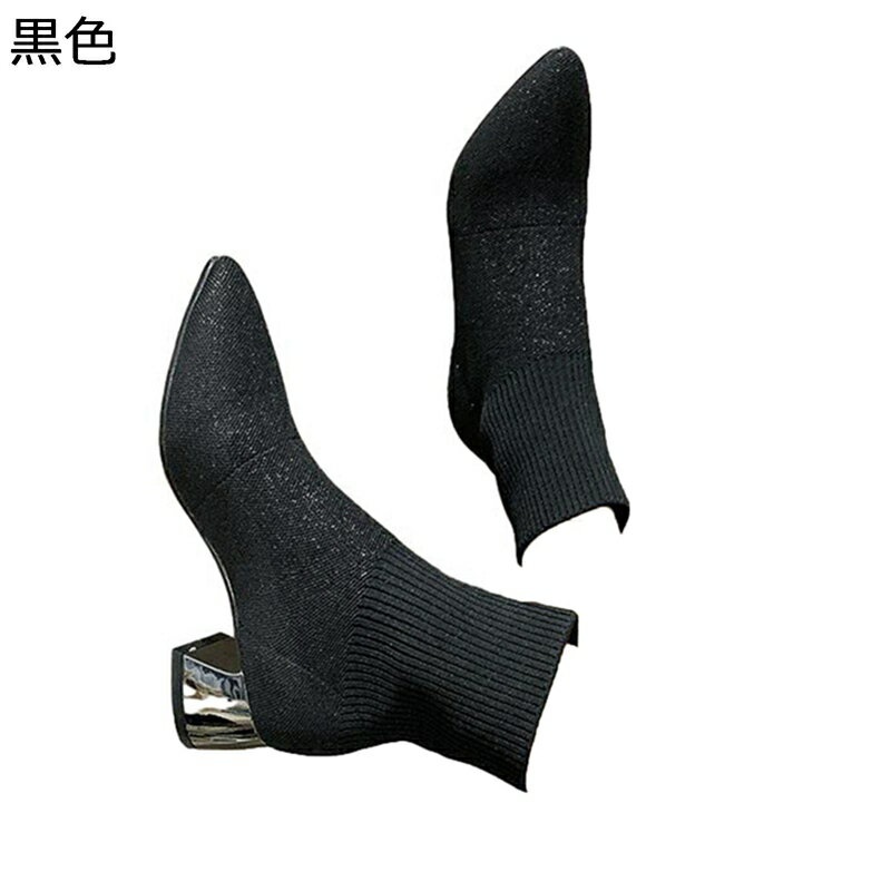 ショートブーツ ブーティ ハイヒール6cm レディース ソックスブーツ ストレッチブーツ ポインテッドトゥ 粗いかかと 秋冬用 通気 クッション性 柔らかい 履きやすい 通勤 ビジネス