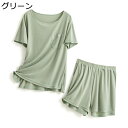 夏 パジャマ レディース 半袖 短パン Tシャツ 大きいサイズ カジュアル ラウンドネック プルオーバープル ハーフパンツ 無地 シンプル 婦人用 寝巻き ルームウェア 部屋 ひんやり 涼しい 薄手 通気 大きいサイズ