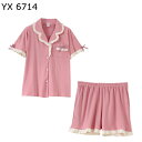 パジャマ レディース 半袖 ショットパンツ 綿100 ルームウェア かわいい えりフリル 蝶?び 上下セット 姫系 寝巻き 部屋着 夏用 大きいサイズ 吸汗 通気 吸湿 ゆったり 家着 ホームウェア 寝やすい 春 夏 秋
