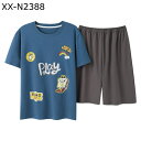 半袖 パジャマ 夏 メンズ Tシャツ ルームウェア 寝巻き 二点セット ショットパンツ 綿100 大きいサイズ 部屋着 カジュアル 紳士 短パン ナイトウェア 快適 吸汗 通気 ゆったり 便利服 寝やすい L-3XL(4)