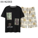 男性用 パジャマ 半袖 夏 寝巻き メンズ ルームウェア Tシャツ 短パン 二点セット ハーフパンツ 紳士 クマ柄 カジュアル 大きいサイズ 吸汗 通気 吸湿 ソフト 便利服 快眠 ラウンドネック プルオーバープル