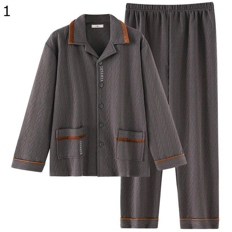 メンズパジャマ ナイトウェア ホームウェア ロングパンツ 英語 四季適用 長袖 紳士用 男性用 ポケット..