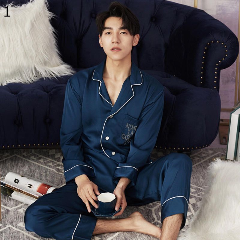 カップルパジャマ ルームウェア 寝間着 ペアセット メンズ レディース シルク 上下セット V首 シルク ..