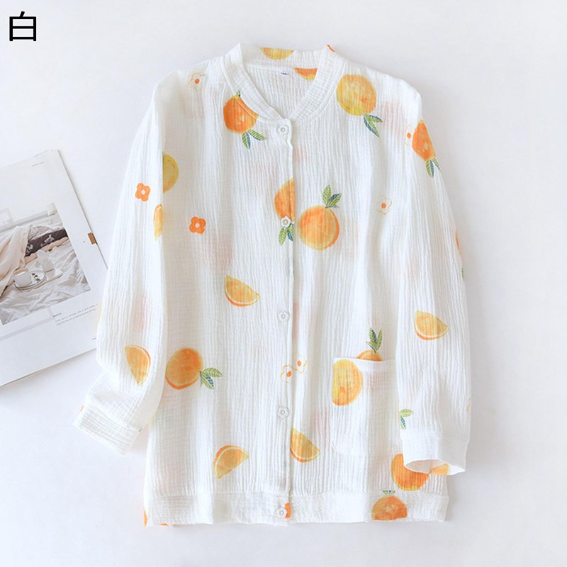 レディース 綿100% 2点セット パジャマ ガーゼ 部屋着 桃 オレンジ ナイトウェア ポケット付き ラウンドネック 四季適用 森ガール レトロ かわいい 甘い 柔らか カジュアル プレゼント 白 XL