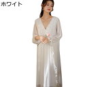 ネグリジェ 長袖 チュールワンピース ルームウエア 姫系 レース Vネック 春夏秋 レディース パジャマ ワイド エレガント プリンセス 部屋着 薄手 肌に優し...