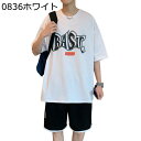 セットアップ メンズ 夏 Tシャツ 半袖 ハーフパンツ 2点セット カジュアル ヒップホップ ストリートファション ゆったり 通気 ソフト ゆったり スポーツウェア ダンス ジュニア 街着 ワイド ルーズ(4)
