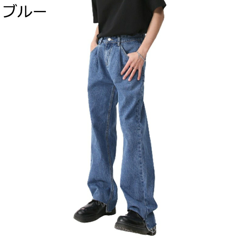 デニムパンツ メンズ ジーンズ ストレート 春 Gパン ヴィンテージ ウォッシュ加工 カジュアル ロングパンツ 男性用 ゆったり デザイン性 コットン 柔らかい 通気 シンプル シューカット ブーツカット(4.0)