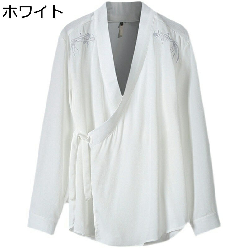 メンズ 夏服 カーディガン 羽織 漢服 7分袖 半袖 薄手 日焼け対策 ラグラン 通気性 和服 刺繍 金魚柄 チャイナ風 カジュアル ゆったり 軽量 吸汗速乾 青年 コート 無地
