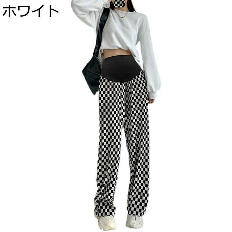 マタニティパンツ 黒白チェック 妊娠婦ズボン ワイドパンツ ロングパンツ ボトム ルーズ ルームウェア 薄手 産前産後 マタニティウェア ズボン ゆったり 部屋...