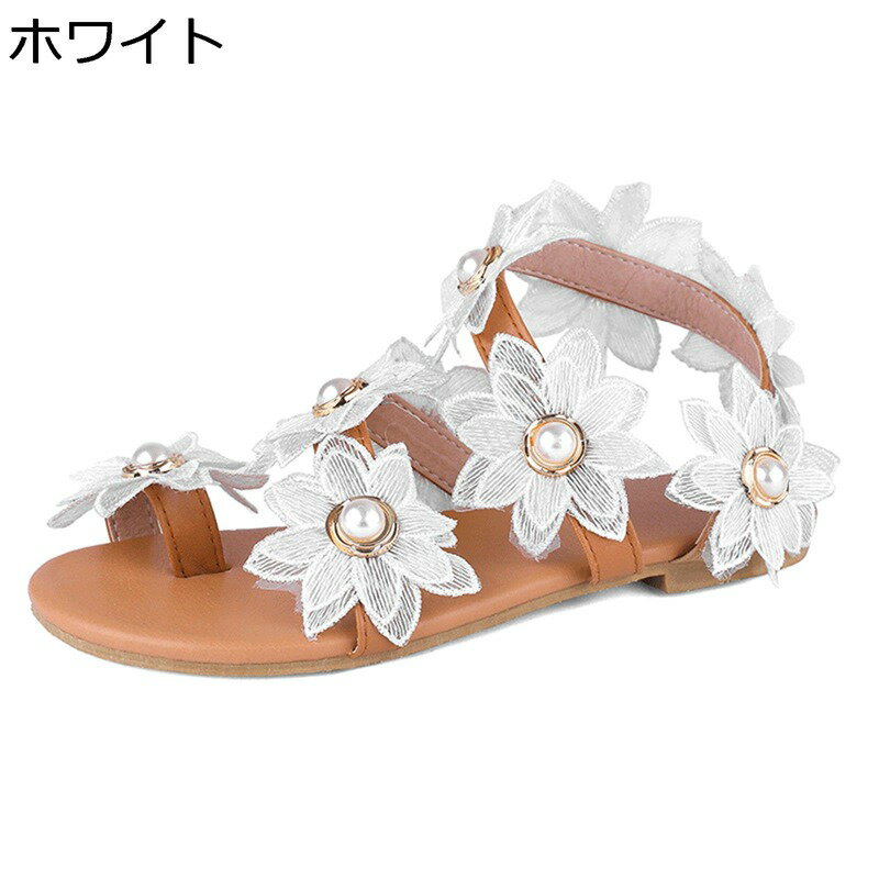 大きいサイズ ビーチサンダル 花 トングサンダル レディース 可愛い フラット 夏靴 ウォーキングシュー..