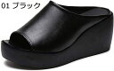 厚底サンダル レディース ウェッジソール オープントゥ サボ クロッグ ミュール スリッパ 黒 白 歩きやすい
