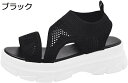 厚底 ニットサンダル レディース スポーツサンダル 韓国風 春夏秋 靴 通気性 履きやすい 人気 黒 ベージュ 韓国ファッション