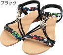 エスニック サンダル レディース フラットサンダル ローヒールサンダル リゾートサンダル トロピカル