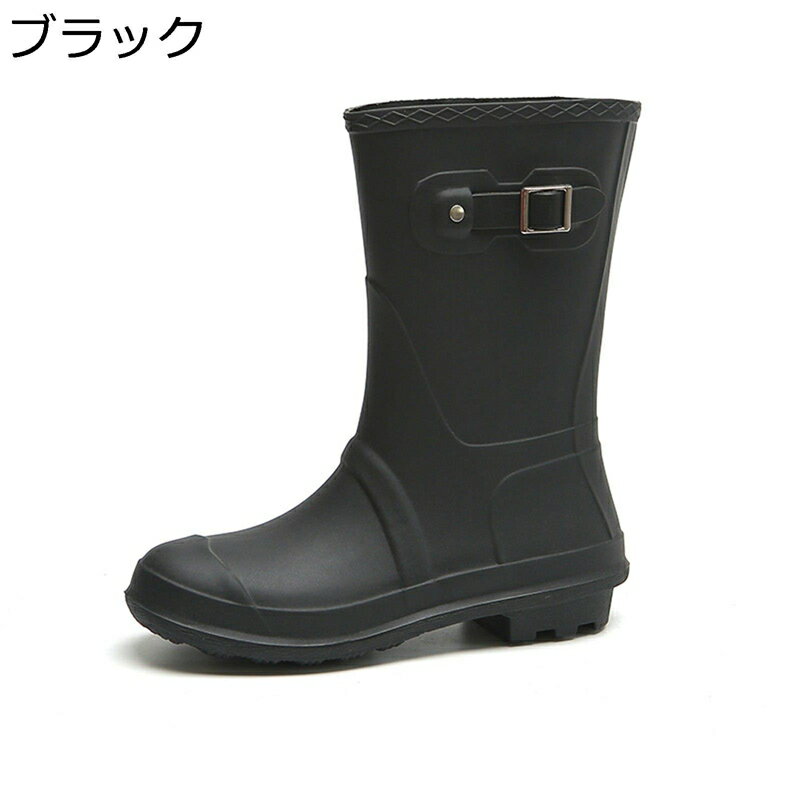 レインブーツ レディース ショート丈 長靴 ロングブーツ スリッポン 滑り止め バックル付き ライダーブーツ オシャレ 大雨 梅雨 台風 雪の日 生活防水対応 アウトドア 着脱簡単 春夏秋冬用 レインシューズ