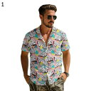 ビーチシャツ メンズ 総柄 夏 アロハシャツ 半袖シャツ ハワイアン 花柄シャツ 紫外線対策 カジュアル かっこいい 汗染み防止 折り襟シャツ 大きいサイズ リ...