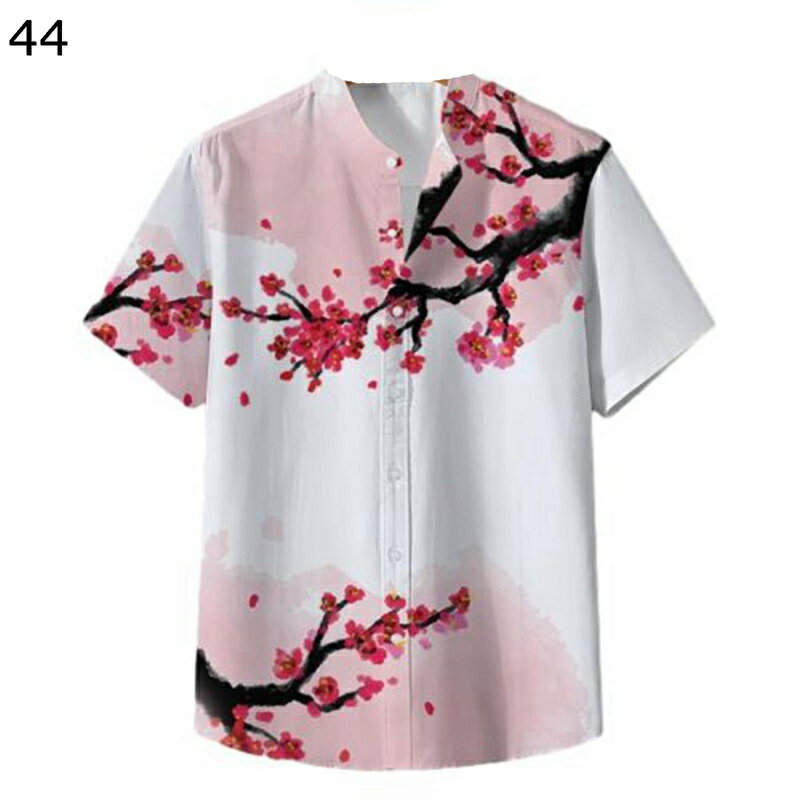 花柄シャツ メンズ 梅の花 3dプリント 夏服 アロハシャツ 半袖 ハワイアン ビーチシャツ 紫外線対策 薄..