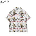 メンズ 花柄シャツ 総柄 夏用 アロハシャツ 半袖シャツ ハワイアン ビーチシャツ 日焼け止め 薄手 原宿風 通気性 プリントシャツ トップス ゆる 大きいサイズ ビーチ ウェディング 海(4)