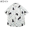 メンズ 半袖シャツ ねこ柄 黒猫 アロハシャツ 夏服 ハワイ風 ビーチシャツ 日焼け防止 薄手 涼しい 羽織り 通気速乾 原宿系 ユニセックス ゆったり おおき...