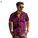 メンズ 花柄シャツ 総柄 夏用 アロハシャツ 半袖 ハワイアン ビーチシャツ 紫外線カット 薄手 通気速乾 綿 プリントシャツ 羽織り ゆる 大きいサイズ 海 リゾート 花火大会 お祭り