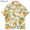 アロハシャツ メンズ 半袖 夏用シャツ ビーチシャツ 花柄シャツ 薄手 ゆったり ミカン柄 ハワイアン 総柄 日焼け止め 速乾 通気 ?量 花火大会 ストリート お祭り(4)