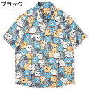 アロハシャツ 猫柄シャツ メンズ 日焼け止め 半袖シャツ ビーチシャツ 総柄 プリント 夏用 薄手 ゆったり 速乾 通気 ?量 花火大会 ストリート ヒップホップ お祭り 男女兼用(4)