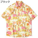 半袖シャツ ビーチシャツ アロハシャツ メンズ 夏用 薄手 ハワイアン 犬柄 総柄 プリント ゆったり 日焼け止め 速乾 通気 ?量 花火大会 ストリート ヒップホップ お祭り