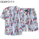 アロハシャツ シャツ メンズ 柄シャツ ビーチシャツ 夏 半袖 ハワイ風 上下セット 涼しい おしゃれ カジュアル ルーズ カッコいい 通気性 薄手 短パン 大...
