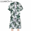 アロハシャツ 上下セット メンズ 半袖 ビーチシャツ 花柄シャツ ストリート系 ハワイ風 ゆったり カジュアル 薄手 汗染み防止 軽量 速乾 涼しい オールシーズン 通学 旅行 普段着 学生 柔らかい