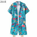メンズ アロハシャツ 上下セット 半袖 ビーチシャツ 花柄シャツ ストリート系 ハワイ風 ゆったり カジュアル 薄手 汗染み防止 軽量 速乾 涼しい オールシーズン 通学 旅行 普段着 学生 柔らかい