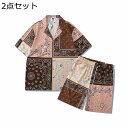上下セット アロハシャツ ペイズリー柄 パッチワーク ハワイシャツ メンズ ハーフパンツ ビーチシャツ 半袖 短パン カジュアルシャツ 春夏 秋 ゆったり かっこいい リゾート きれいめ 男性 花火大会 夏祭り