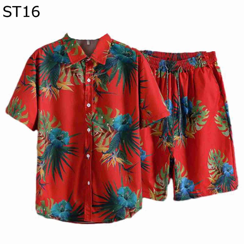 葉柄 夏服 アロハシャツ 上下セット ハワイアンシャツ やしの木 カジュアルシャツ プリント 半袖 前開き 夏服 ルームウェア メンズファッション 夏 春秋着 ...