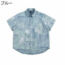 メンズ シャツ デニム チャック柄 半袖シャツ 前開き メンズシャツ ウォッシュ加工 ジージャン Gジャン オールシーズン ボタンダウン デニムジャケット ゆったり 耐摩耗 カジュアル ファッション かっこいい 街着