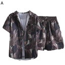 花柄シャツ ハワイシャツ アロハシャツ メンズ 半袖シャツ 夏服 2点セット 大きいサイズ ショートパンツ 上下セット ハワイ風 ボタニカルモチーフ ファッション 古着風 軽量 薄い手 吸汗通気 海水浴 バカンス