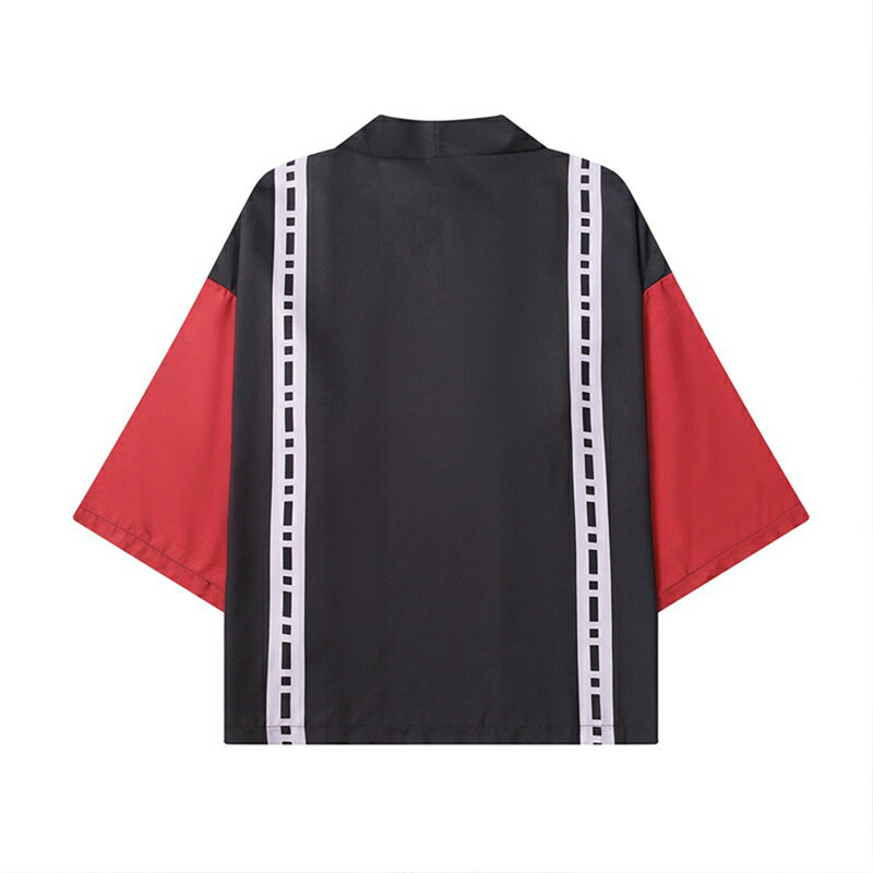 カーディガン 七分袖シャツ メンズ 日焼け止め 羽織 甚平 ボタンなし パッチワーク ストリート ヒップホップ 軽量 海水浴 トップス ゆったり 薄手 通気性 ビーチ 夏祭り