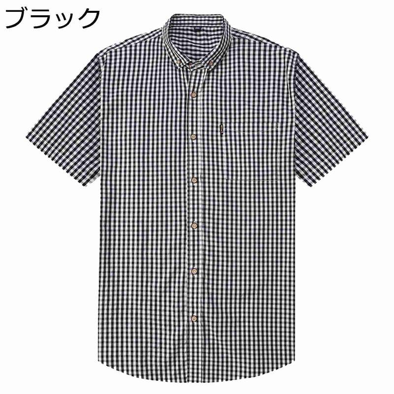 シャツ メンズ ボタンダウンシャツ カジュアル チェックシャツ 春夏 半袖 速乾 汗染み防止 通気 胸ポケット 軽量 トップス オフィス 作業服 通勤 通学
