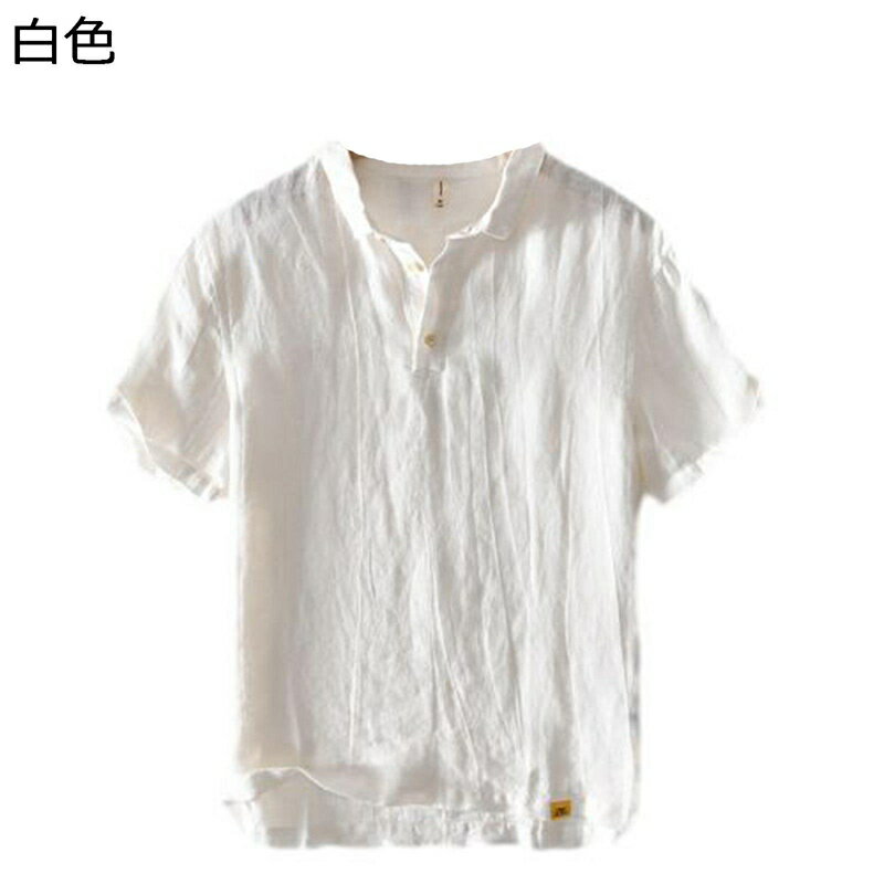 Tシャツ リネンシシャツ 半袖 メンズ 夏用 カジュアルシャツ ヘンリーネック 開襟シャツ 薄手 和風 シンプル 軽量 速乾 通気 通勤 通学 日常 旅行 アウトドア 夏服
