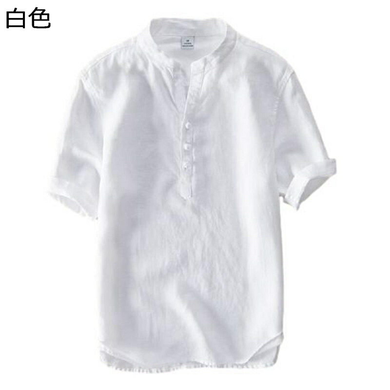 Tシャツ 半袖シャツ メンズ 夏用シャツ 綿 ヘンリーネック 薄手 カジュアルシャツ 無地 ゆったり シンプル 速乾 汗染み防止 軽量 夏服 通気 日常 旅行 釣り トップス