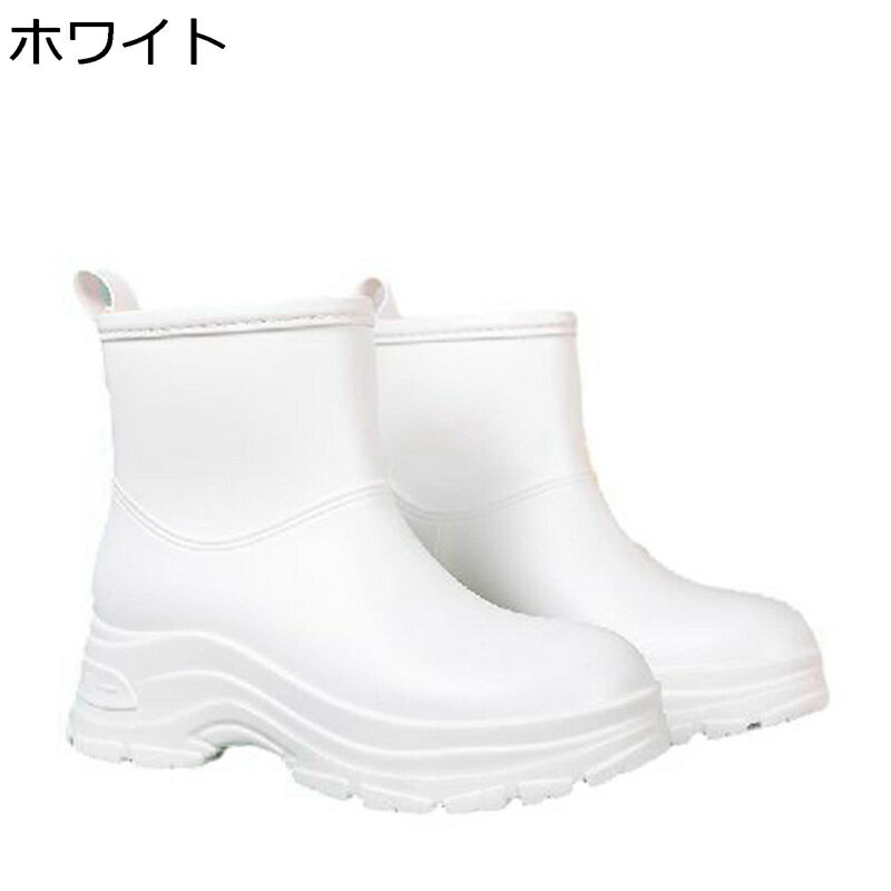 レインブーツ レディース ショート丈 スリッポン 厚底 防水シューズ 滑り止め レインシューズ 雨の日 梅雨対策 無地 台風対策 晴雨兼用 雪の日 雪道 生活防水対応 お出かけ 着脱簡単 四季適用
