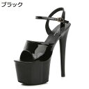 17CM エナメル キャバサンダル レディース ピンヒール 23.0-26.5cm セクシー ハイヒール オープントゥ 歩きやすい 美脚 滑り止め 二次会 結婚式 披露宴 パーティー モード系 男女兼用 ダンス