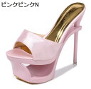 キャバ嬢ヒール 15cm ハイヒール ミュール ピンヒール サンダル 厚底ヒール ストーム 美脚 オープントゥ かわいい 滑り止め 花飾り パーティ 宴会 厚底サンダル オープントゥ ストーム モード
