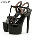 17cm オープントゥ サンダル ピンヒール ストーム 厚底 アンクルストラップ エナメル ハイヒール エナメル パーティー 大きいサイズ キャバサンダル 歩きやすい 前厚 カジュアル モード 舞台