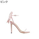 キャバサンダル パーティー 細めストラップ バック蝶結び シルク風 レディース ヒールサンダル ピンヒール 美脚 大きいサイズ キャバ イヒール 結婚式 二次会 結婚式 披露宴 ダンス