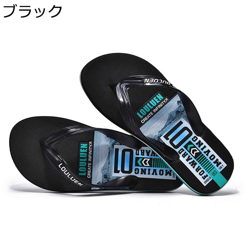 トングサンダル サンダル メンズ ビーチサンダル 鼻緒付き スリッパ 韓国 おしゃれ ストリート 英字柄 軽量 外履き 通気性 速乾性 滑り止め 静音 カジュアル ビーサン お祭り