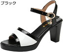 ストラップサンダル 8センチヒール レディース 春夏 黒 ブラック オフィス 太めヒール アンクルストラップ サンダル パンプス エナメル 厚底 ストーム サンダル 黒 同窓会 おしゃれ エレガント
