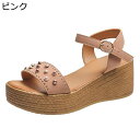 サンダル レディース 大きいサイズ 厚底 ウェッジヒール オープントゥ 厚底 アンクルストラップ 春夏秋 防滑 真珠飾り 防水 着脱簡単 デート 普段使い オフィス 厚底サンダル オシャレ