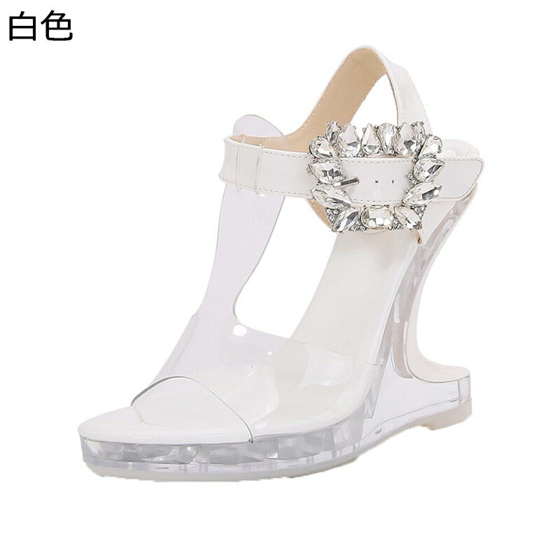 ファッションサンダル 異型ヒール クリア バックル ハイヒール ビジュー レディース かわいい 上品 フェミニン オープントゥ 大きめ 滑りにくい ビーチサンダル 花火大会 パーティー 宴会 蒸れない 夏用