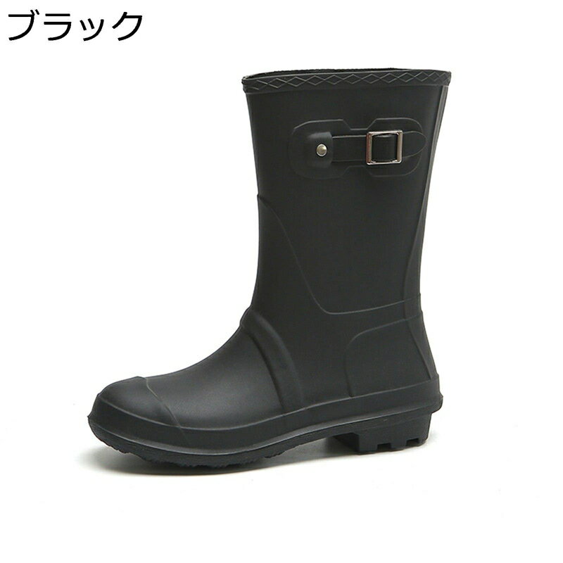 レインブーツ レディース ショート丈 長靴 ロングブーツ スリッポン 滑り止め バックル付き ライダーブーツ オシャレ 大雨 梅雨 台風 雪の日 生活防水対応 アウトドア 着脱簡単 春夏秋冬用 レインシューズ
